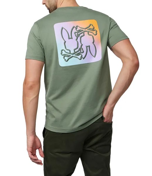 Футболка с короткими рукавами и рисунком на спине Psycho Bunny Palm Springs, зеленый