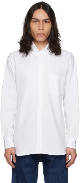 Белая рубашка с раздвинутым воротником Drakes Drake's