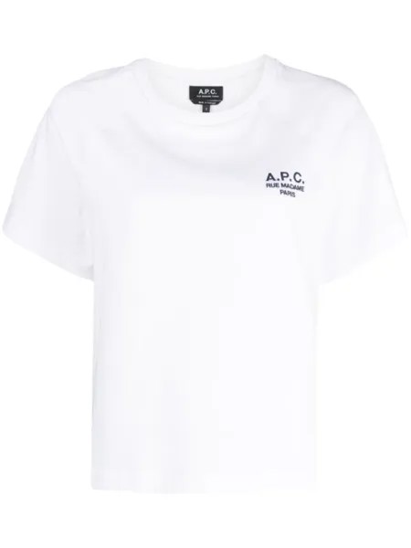 A.P.C. футболка с вышитым логотипом, белый