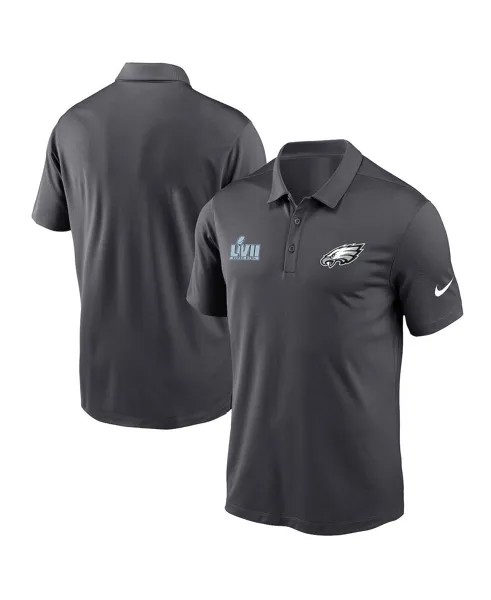 Мужская рубашка-поло с левой грудью Philadelphia Eagles Super Bowl LVII антрацитового цвета Nike