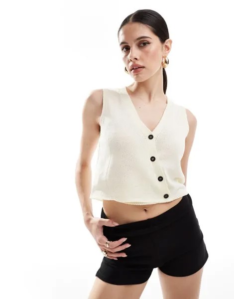 ASOS DESIGN – Кремовый асимметричный жилет из букле