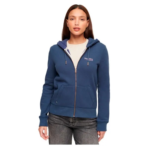 Толстовка Superdry Essential Logo Full Zip, синий