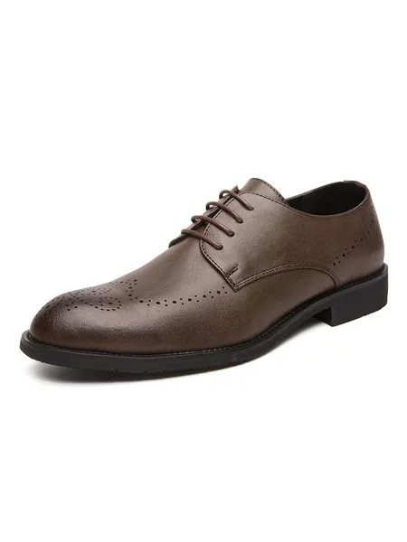 Milanoo Men's Lace Up Oxfords Hollow Out Dress Shoes