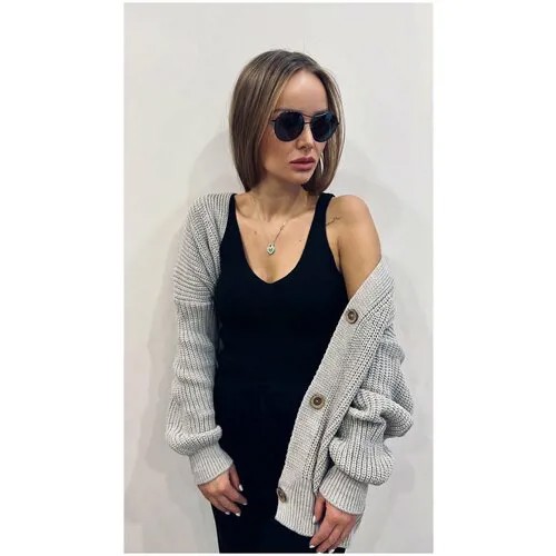 Кардиган вязаный oversize, NAKED D.EVA, размер onesize, серый
