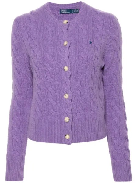 Polo Ralph Lauren кардиган с вышивкой Polo Pony, фиолетовый