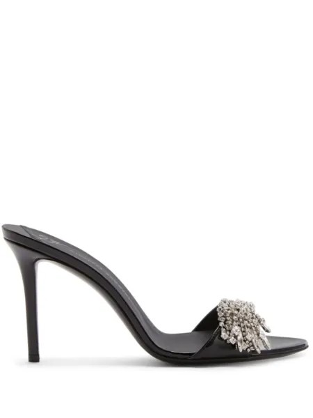 Giuseppe Zanotti мюли Sabry 90 с кристаллами, черный