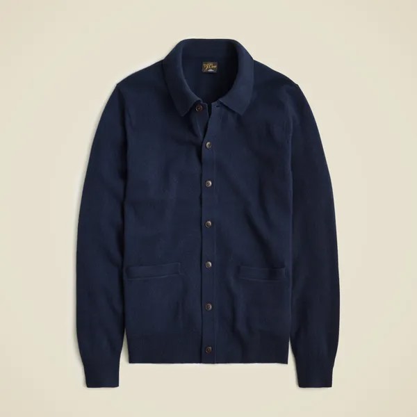 Кашемировый свитер-поло-кардиган J.Crew, синий