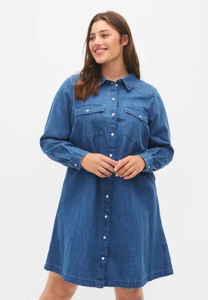 Платье Vaquero Zizzi MED KNAPPER, цвет blue denim