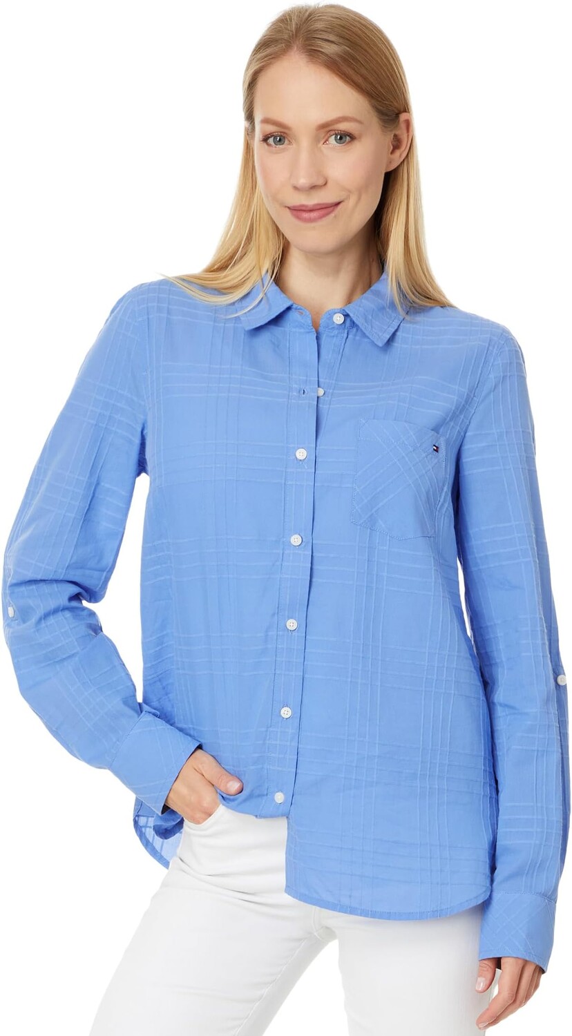Рубашка Tommy Hilfiger Plaid Dobby Roll Tab, цвет French Blue