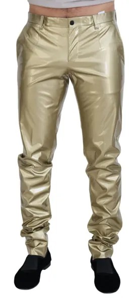 Брюки DOLCE - GABBANA Золотые блестящие повседневные мужские брюки из вискозы IT48/W34/M $1500