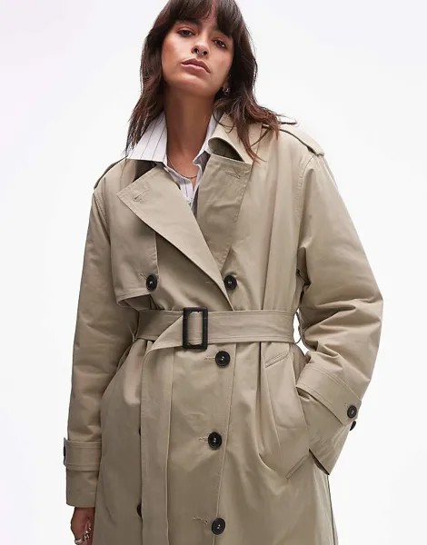 Topshop — Светло-бежевый тренч 2 в 1 с дубленкой