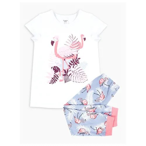 Пижама Веселый Малыш размер 104, белый/серый/розовый