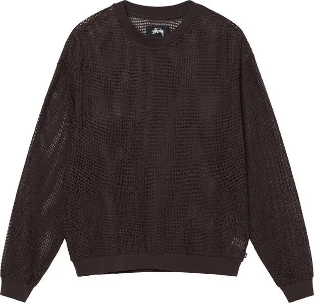 Лонгслив Stussy Cotton Mesh Long-Sleeve Crew 'Brown', коричневый