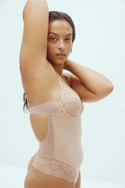 Боди из микрофибры легкой формы H&M, бежевый
