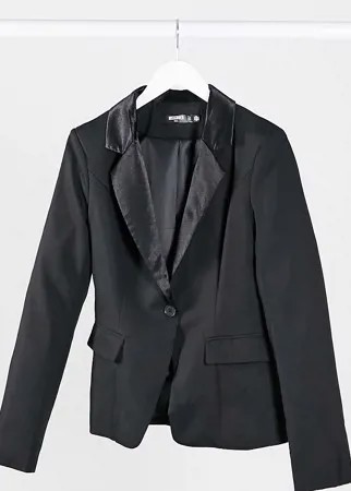Черный пиджак с лацканами из ткани под атлас Missguided Tall-Черный цвет