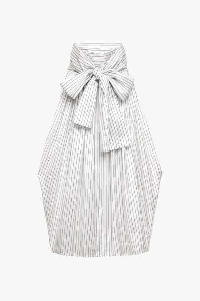 Блузка Zara by Stefano Pilati Striped Halter Tie, белый/полосатый