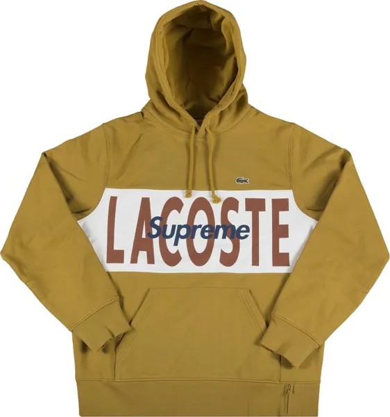 Толстовка Supreme x Lacoste Logo Panel Hooded Sweatshirt 'Gold', золотой