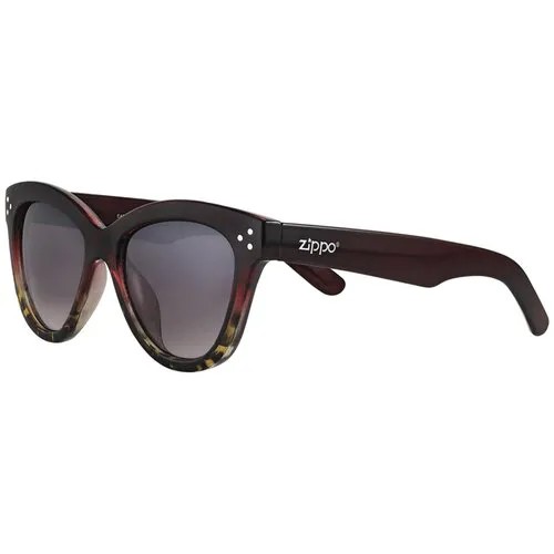 Солнцезащитные очки Zippo, оправа: пластик, зеркальные, для женщин, бордовый