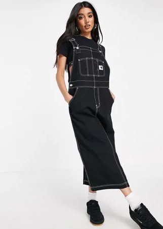 Джинсовое платье-комбинезон с контрастными швами Carhartt WIP-Черный