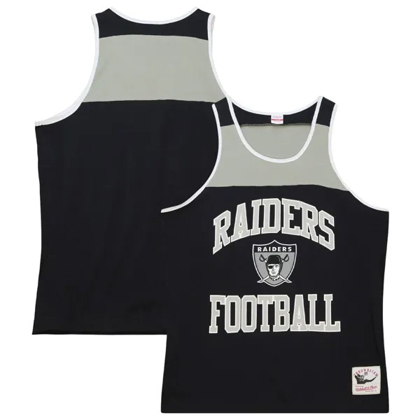 Мужская майка Mitchell & Ness черного/серебристого цвета с цветными блоками Las Vegas Raiders Heritage