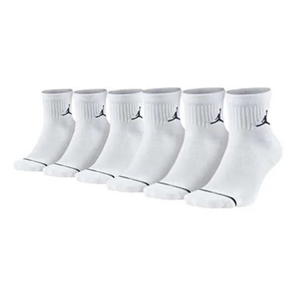Носки Air Jordan Flying Man Logo Mid Tops Breathable Basketball Training Socks Couple Style White, белый