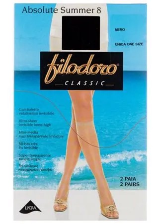 Капроновые гольфы Classic Absolute Summer 8 Den 2 пары Filodoro, one size, nero