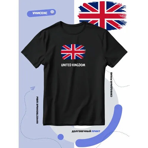 Футболка с флагом Великобритании-Great Britain, размер 4XL, черный