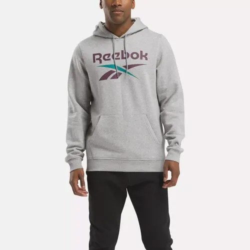 Худи спортивное Reebok Identity Big Logo, размер L, , серый/фиолетовый