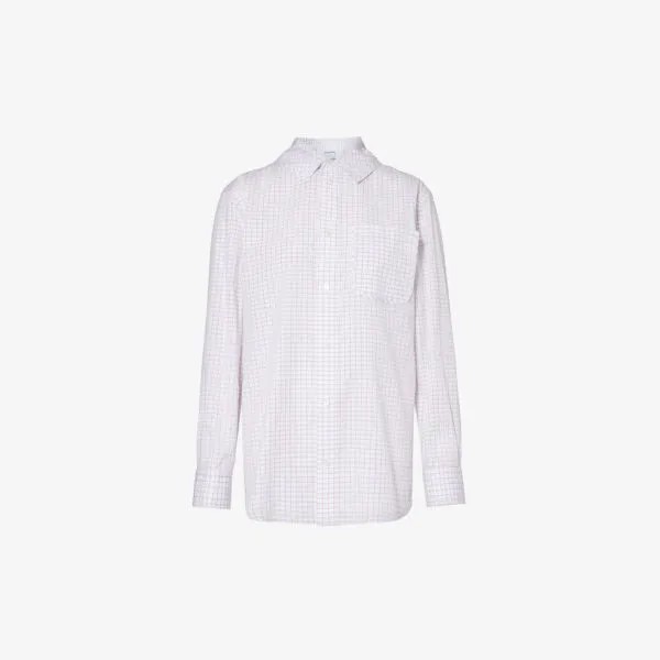 Рубашка в клетку с завязками на спине из смесового хлопка и шелка Bottega Veneta, белый