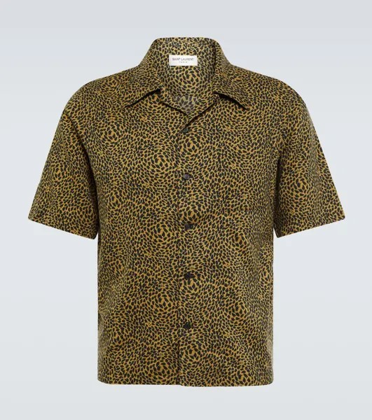 Рубашка для боулинга с леопардовым принтом Saint Laurent, черный