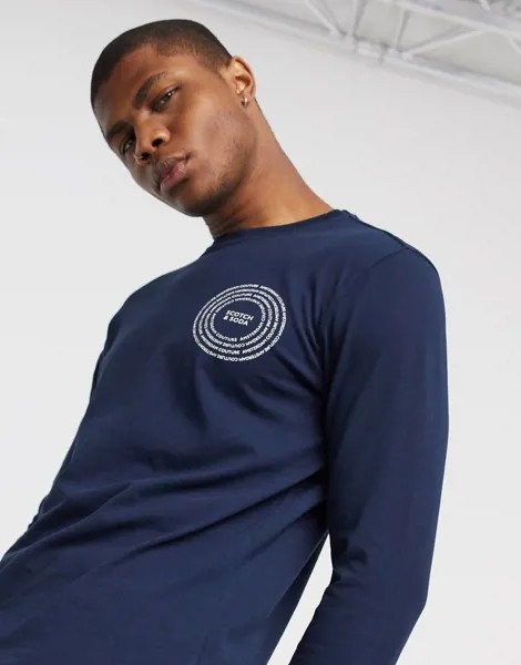 Лонгслив из органического хлопка Scotch & Soda-Темно-синий
