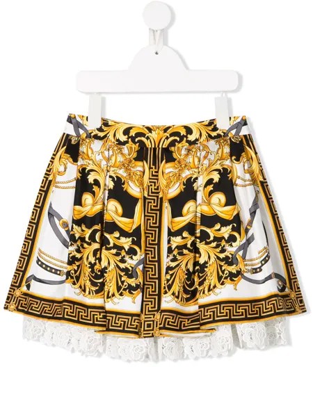 Versace Kids юбка с цветочным кружевом и узором Baroque