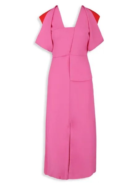 Платье миди Bottega Veneta с цветными блоками и драпировкой, розовый