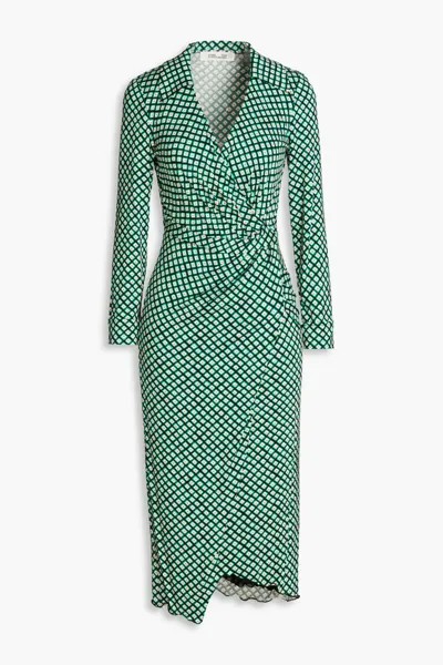 Платье миди из джерси с запахом и эффектом запаха Palmira Diane Von Furstenberg, зеленый