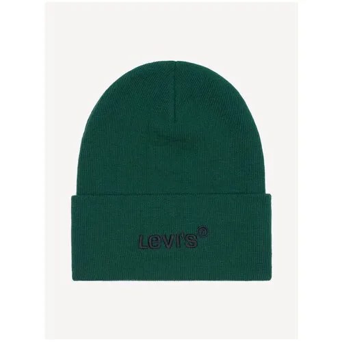 Шапка LEVI`S Wordmark Beanie D5548-0008 мужская, цвет зелёный, размер OS