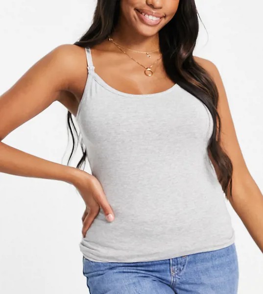 Серая майка для кормления с бретелями на застежках-зажимах ASOS DESIGN Maternity-Серый