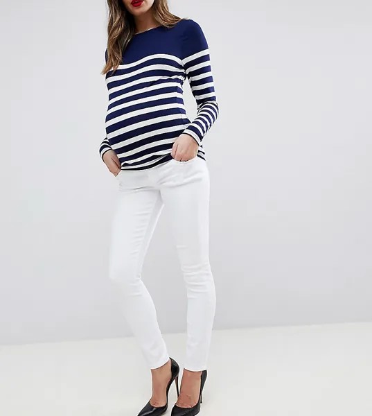 Белые джинсы скинни с завышенной талией и посадкой под животом ASOS DESIGN Maternity Ridley-Белый