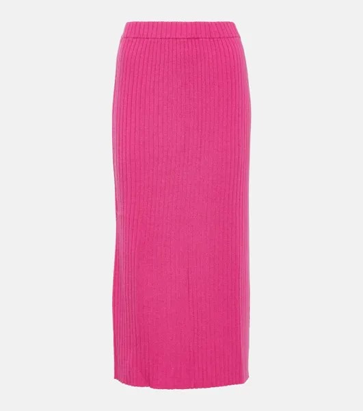 Кашемировая юбка миди в рубчик JARDIN DES ORANGERS, розовый