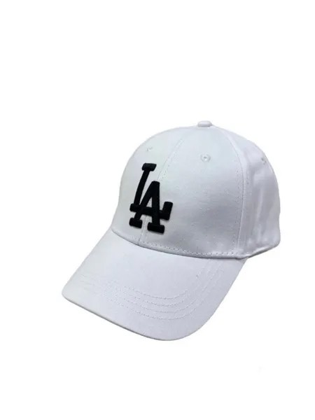 Бейсболка белая унисекс с вышивкой LA (Los Angeles) (Цвет вышивки: Чёрный  )
