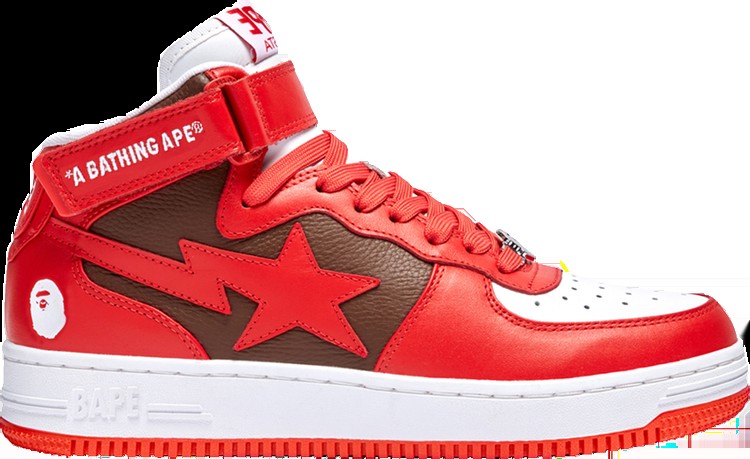 Кроссовки Bapesta Mid #2 Red, красный