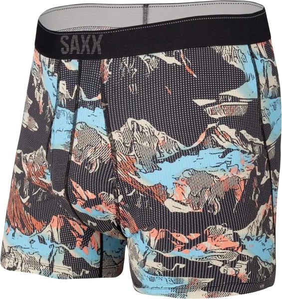 Трусы-боксеры из сетки Quest Quick Dry SAXX UNDERWEAR, цвет Black Mountainscape