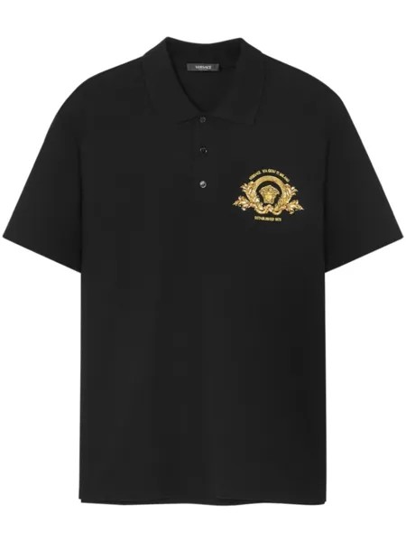 Versace рубашка поло из ткани пике с логотипом Medusa, черный