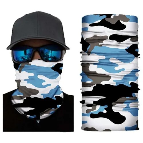 Бесшовная бандана-труба, камуфляж 14, бело-голубой, camouflage GF 5440