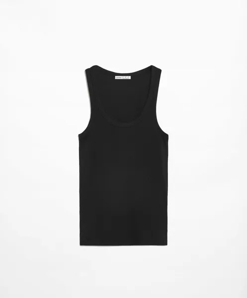 Топ Oysho Rib Vest, черный