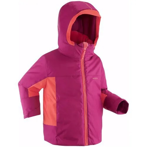 Куртка лыжная детская фиолетово-коралловая 500 PULL'N FIT, размер: 3-4 года (90-104 см), цвет: Тёмно-Пурпурный/Коралловый Розовый WEDZE Х Decathlon