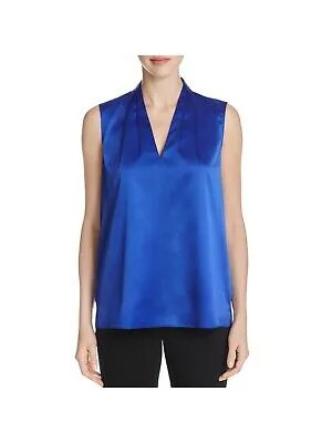 TAHARI Женская синяя плиссированная блузка Hi-lo Hem без рукавов с V-образным вырезом XL