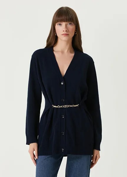 Шерстяной кардиган с цепочкой Valentino, синий