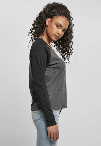 Топ с длинным рукавом Ladies Contrast Raglan Longsleeve Urban Classics, угольно/черный