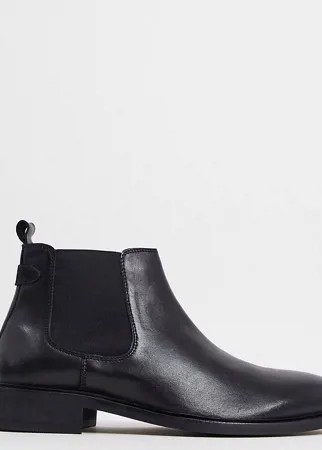 Черные кожаные ботинки для широкой стопы Dune wide fit-Черный цвет