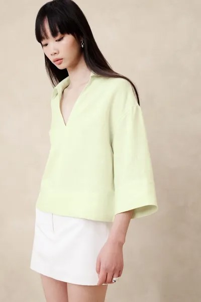 Европейская льняная рубашка Banana Republic, зеленый